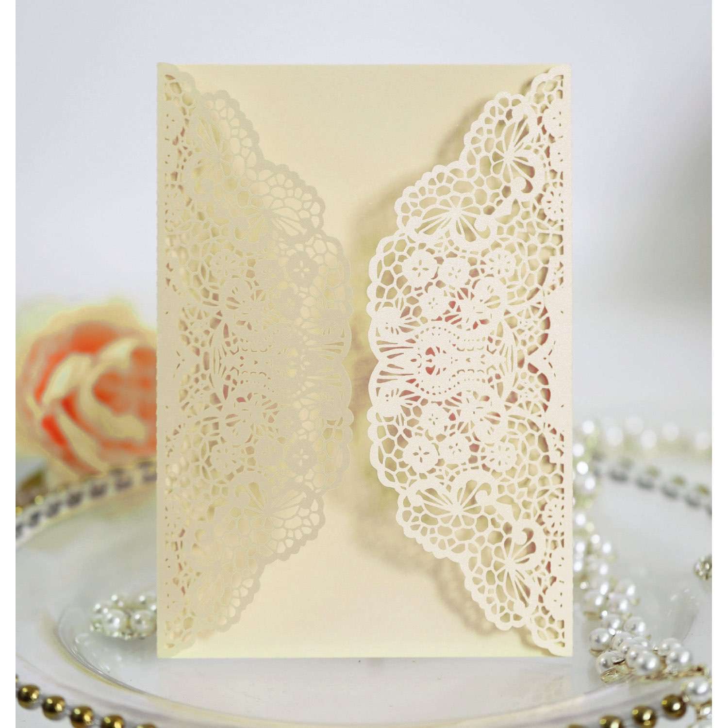 White Laser Invitation Holder Holiday Greeting Card Wholesale